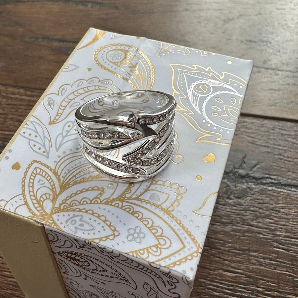 Silver-tone Crystal Rings (Size 7) - Picture 2 of 4